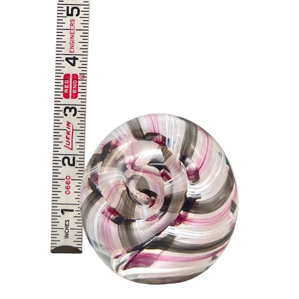 Caithness Glass Paperweight Ribbons Swirl Snail Pink White Black Scotland 3" - Picture 6 of 11